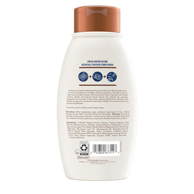 Before and after fine hair using Aveeno showing increased body and movement