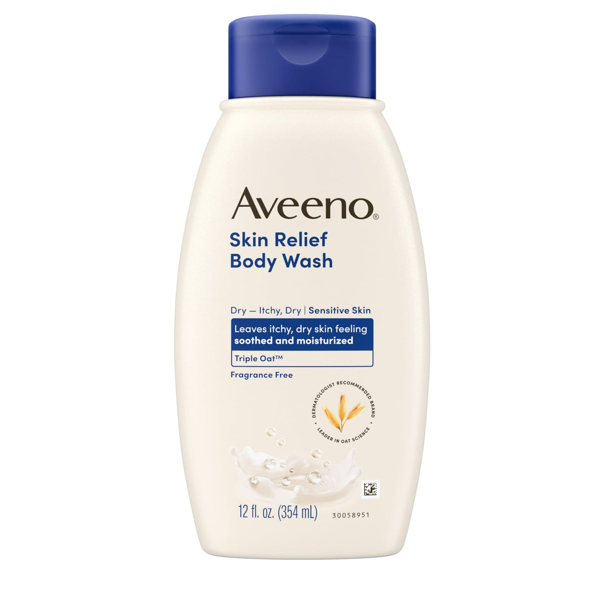 Aveeno front bottle showing label and 12 fl oz size for gentle cleansing