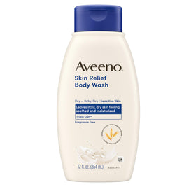 Aveeno front bottle showing label and 12 fl oz size for gentle cleansing