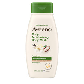 Aveeno front bottle showing label and soothing cocoa butter scent benefit