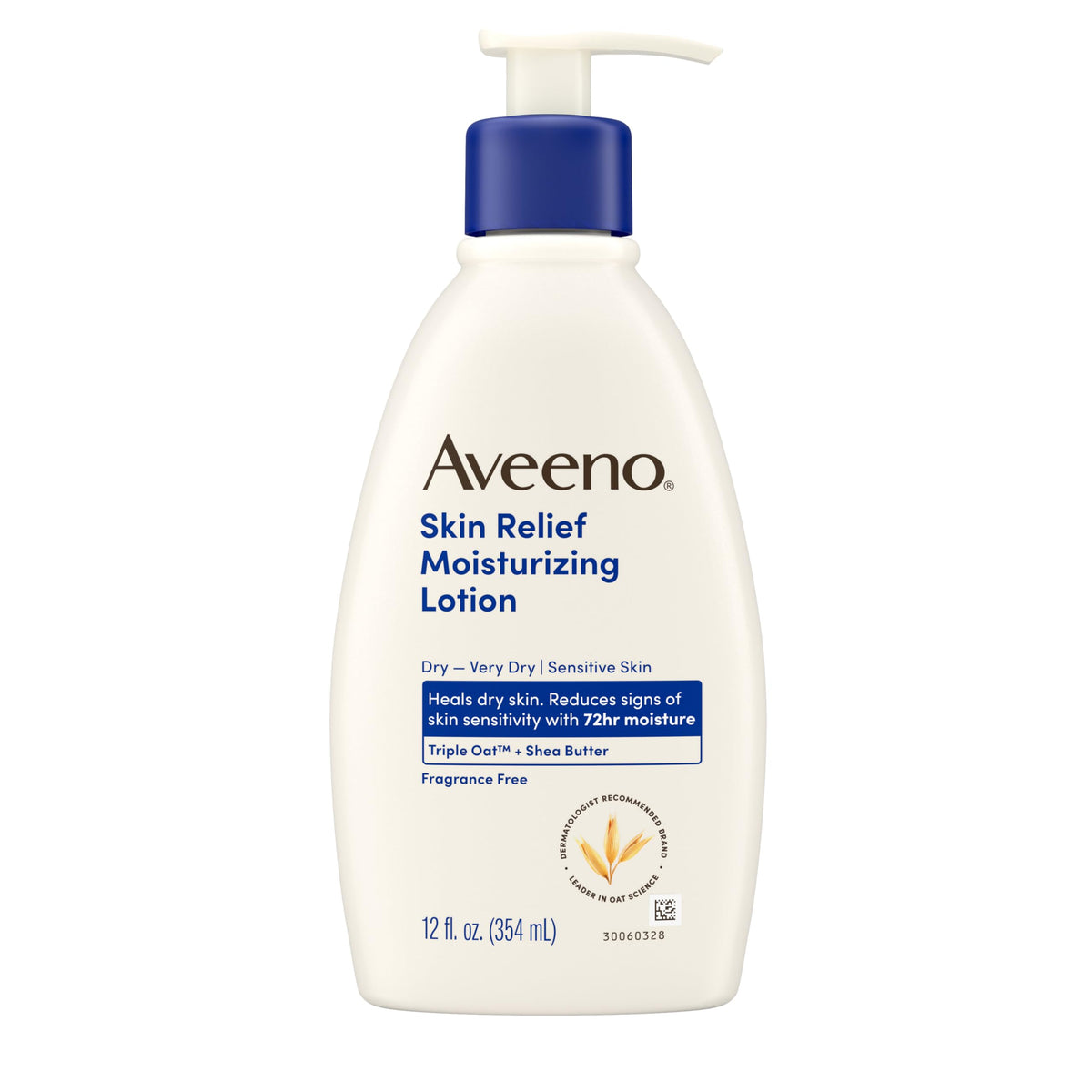 Aveeno front packaging 12 fl oz showing label and unscented benefit