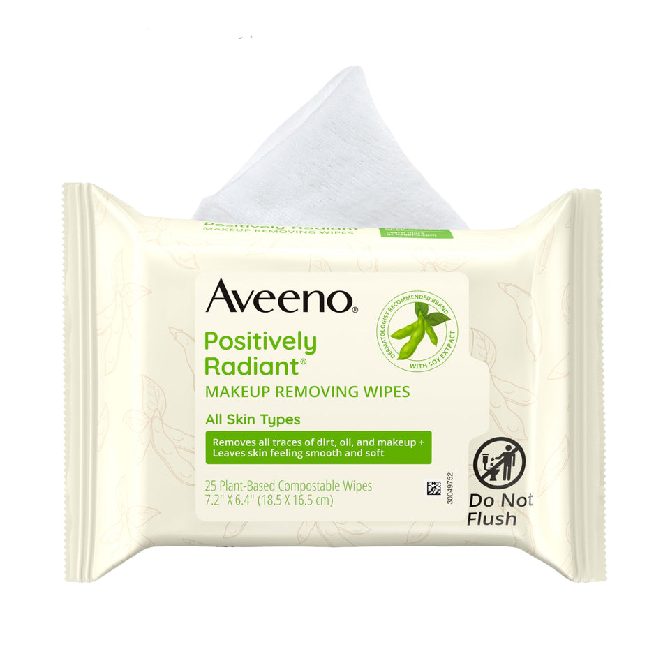 Aveeno front packaging 25 count showing product and benefits