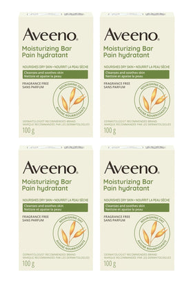 Aveeno front packaging showing a single moisturizing cleansing bar benefit: gentle cleansing