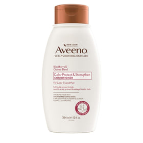 Aveeno front packaging showing blackberry and quinoa for color care benefit