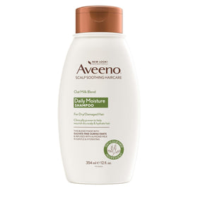 Aveeno front packaging showing oat milk shampoo and moisturizing benefit