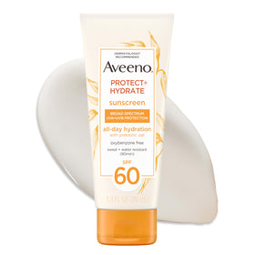 Aveeno front packaging SPF 60 showing compact 3 fl oz tube and brand