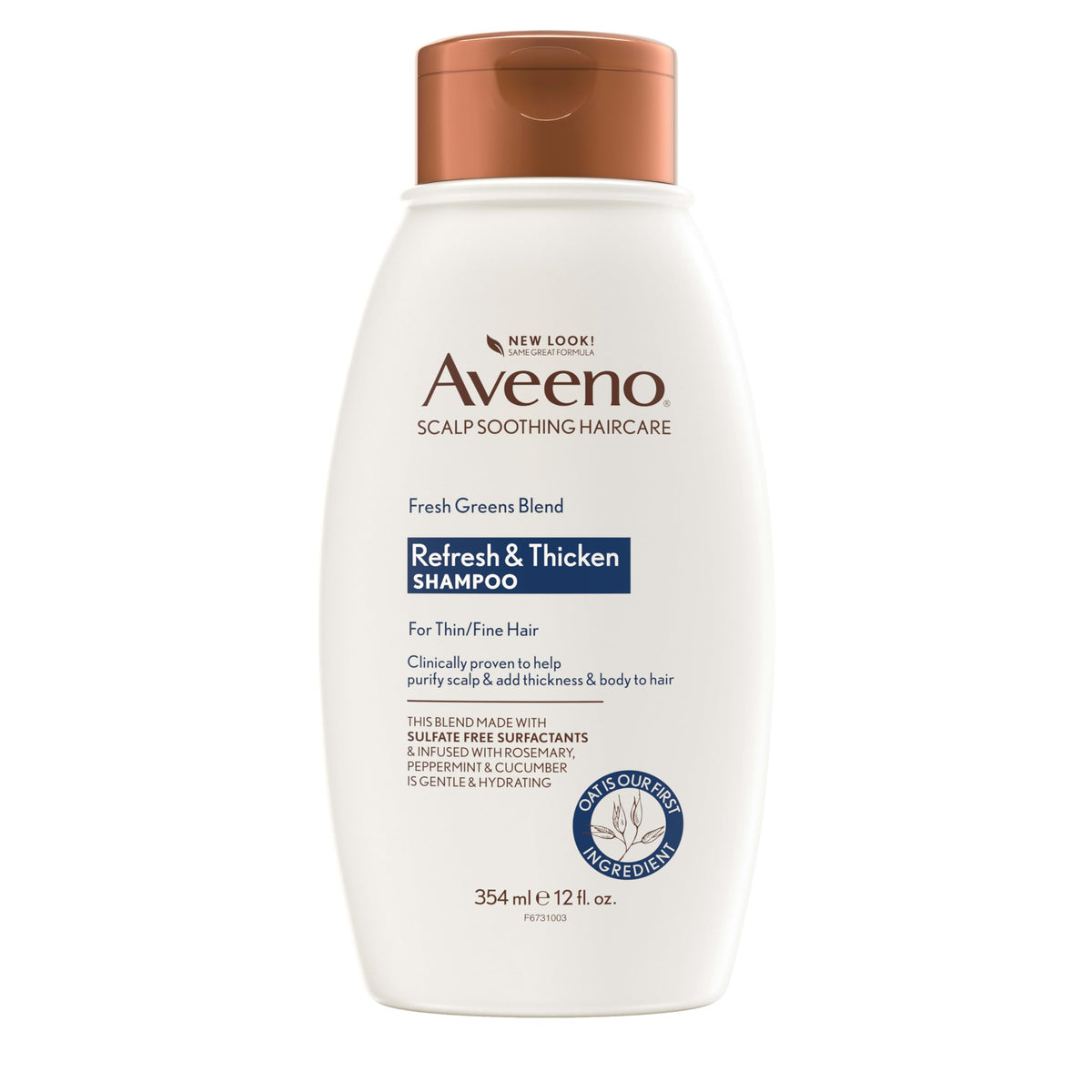 Aveeno front packaging showing bottle and branding for easy identification and trust