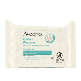 Aveeno front packaging showing 25-count benefits and gentle formula