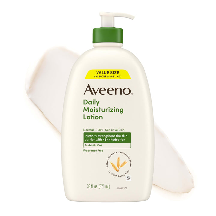 Aveeno front pump bottle 33 oz showing label and pump for everyday value