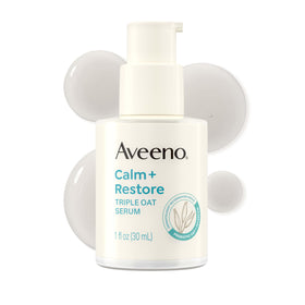 Aveeno front pump bottle showing product and easy dispensing benefit