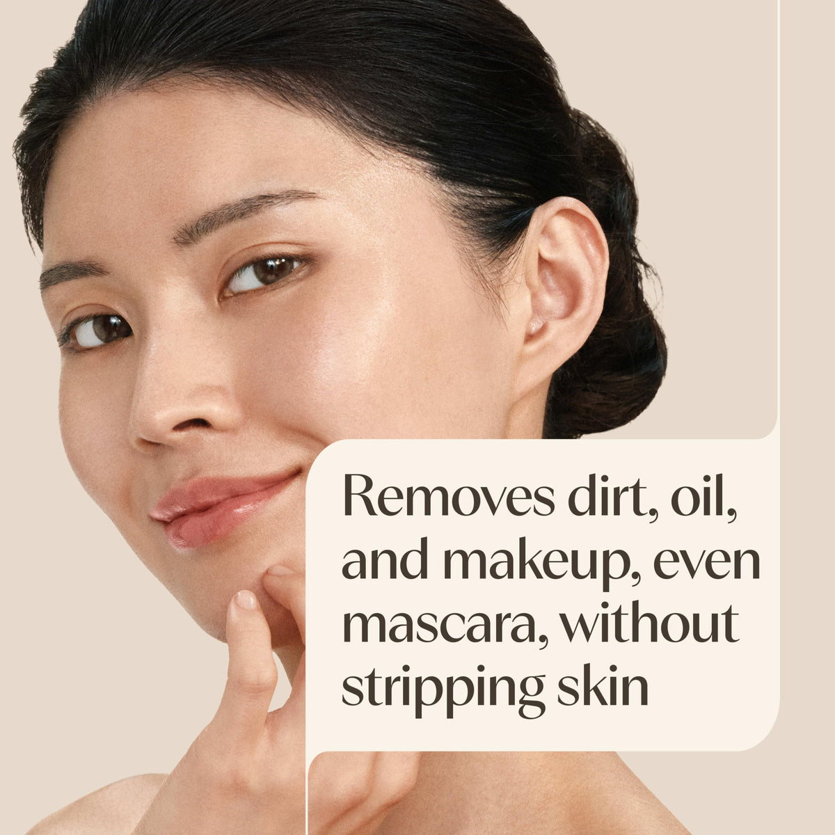 Aveeno gel turning to foam in palm demonstrating gentle makeup removal