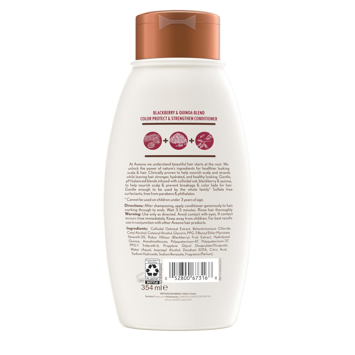Aveeno hair after use smooth shiny ends showing strengthened appearance