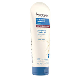 Aveeno applied to skin showing easy application and overnight comfort