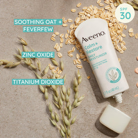 Aveeno oat and feverfew ingredient detail conveying soothing benefits