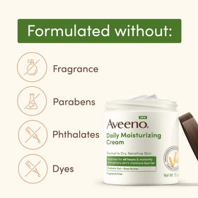 Aveeno prebiotic oat and shea butter ingredients emphasizing nourishment