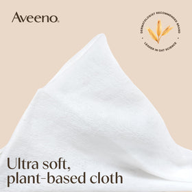 Aveeno oat extract and feverfew ingredients displayed for soothing benefits