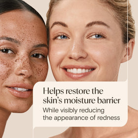 Aveeno jar open with visible cream to show smooth, non-greasy consistency