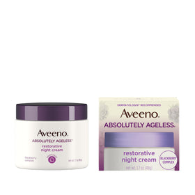 Aveeno jar open in hand showing product size and travel convenience