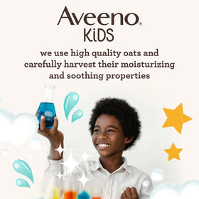 Aveeno Kids bottle beside ruler size comparison for travel convenience