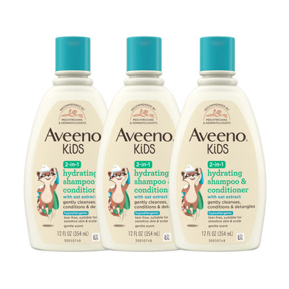 Aveeno Kids front packaging showing bottle and gentle scent benefit
