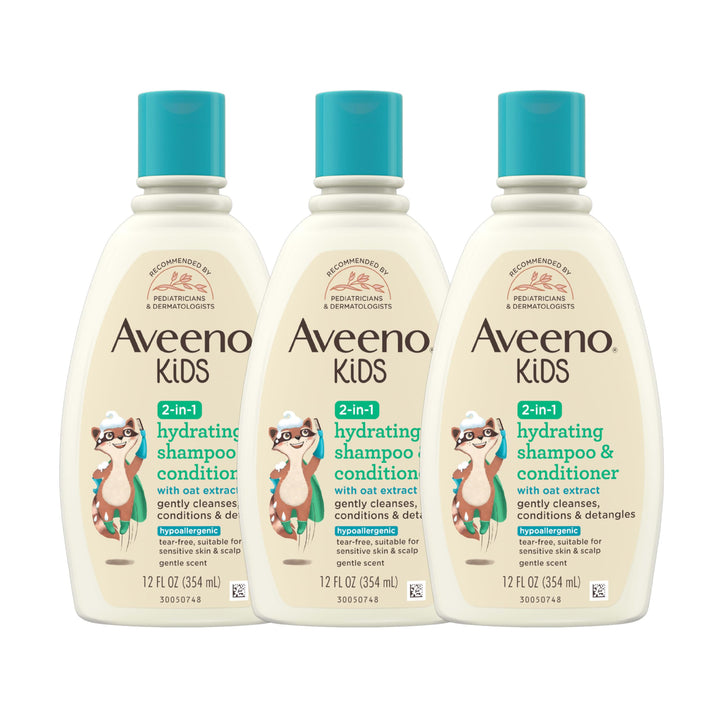 Aveeno Kids front packaging showing bottle and gentle scent benefit