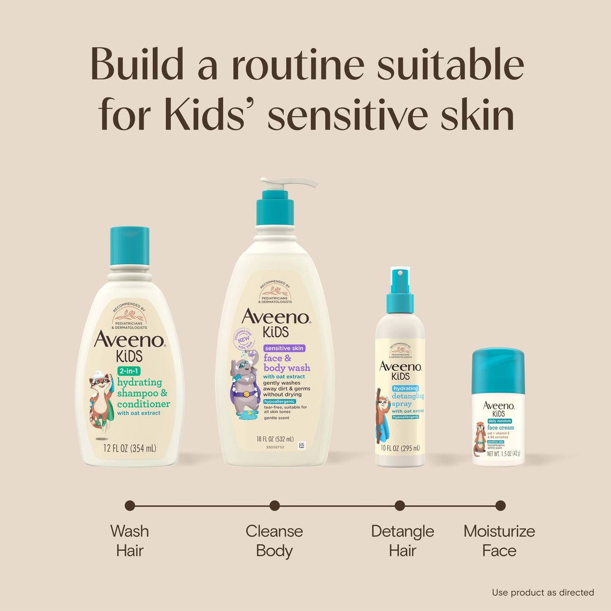 Aveeno Baby label close-up highlighting hypoallergenic and no sulfates