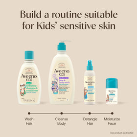 Aveeno Baby label close-up highlighting hypoallergenic and no sulfates