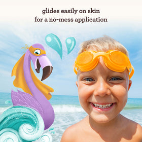 Aveeno kids stick size comparison in hand for portable, TSA-friendly convenience