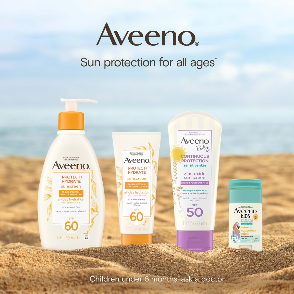 Aveeno applied before swimming showing 80-minute water-resistant protection