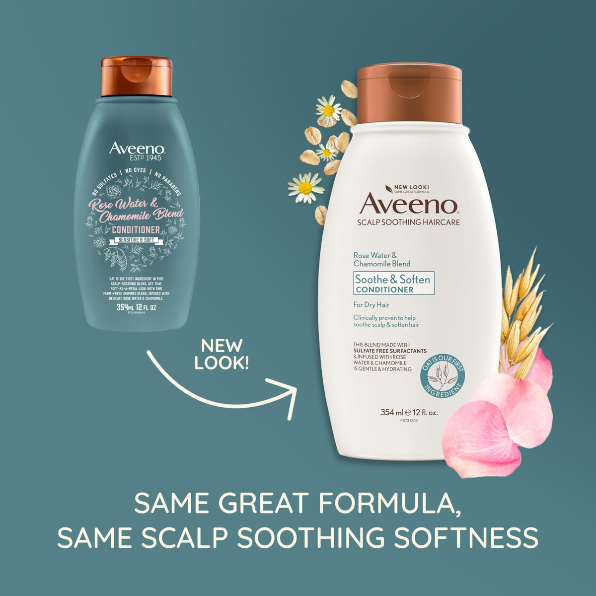 Aveeno label close-up highlighting oat as the first ingredient for scalp soothing
