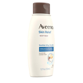 Aveeno label ingredient highlights showing oat-based soothing benefit