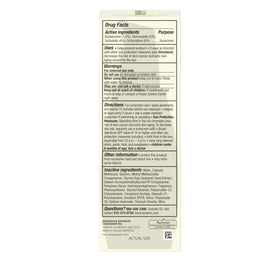 Close view of Aveeno product label and ingredients emphasizing gentle, dermatologist-recommended formula