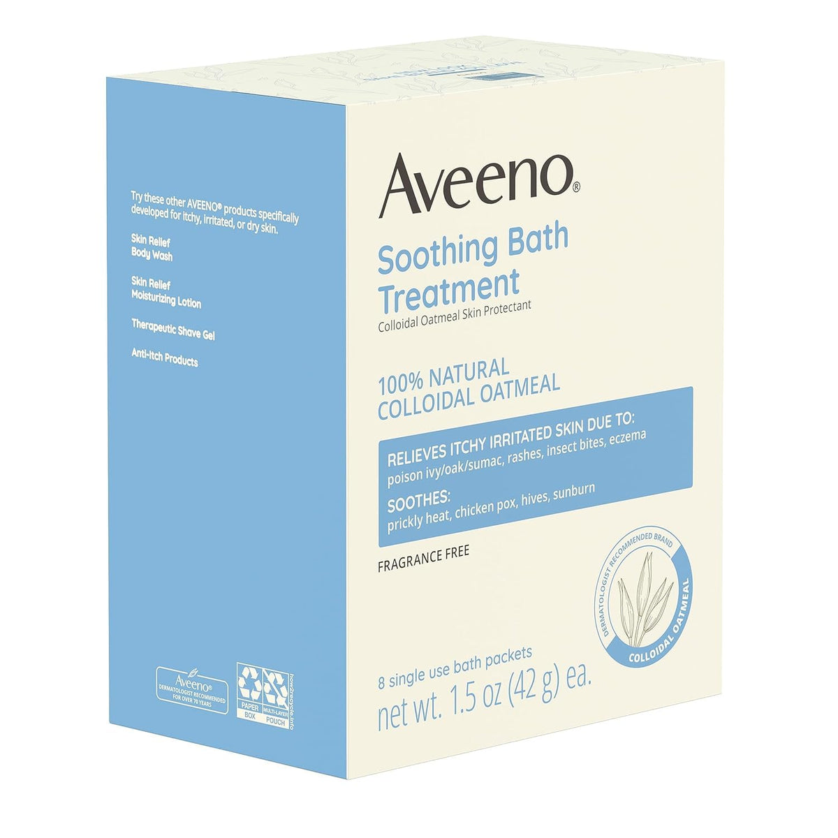 Aveeno label ingredients closeup highlighting natural colloidal oatmeal