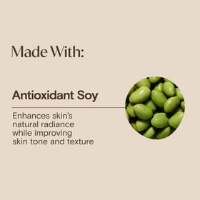 Aveeno product label with soy extract highlighted for tone improvement