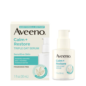 Aveeno in a bathroom routine conveying calm daily skincare habit