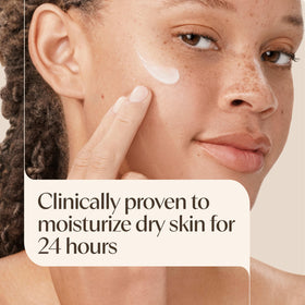 Aveeno dispensing lotion from pump demonstrating easy use