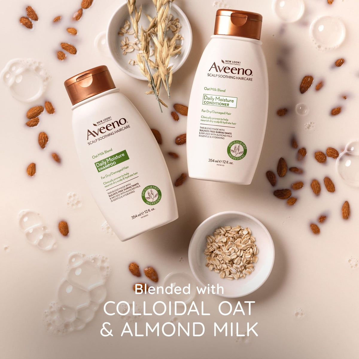 Aveeno conditioner in hand demonstrating smooth spreadability