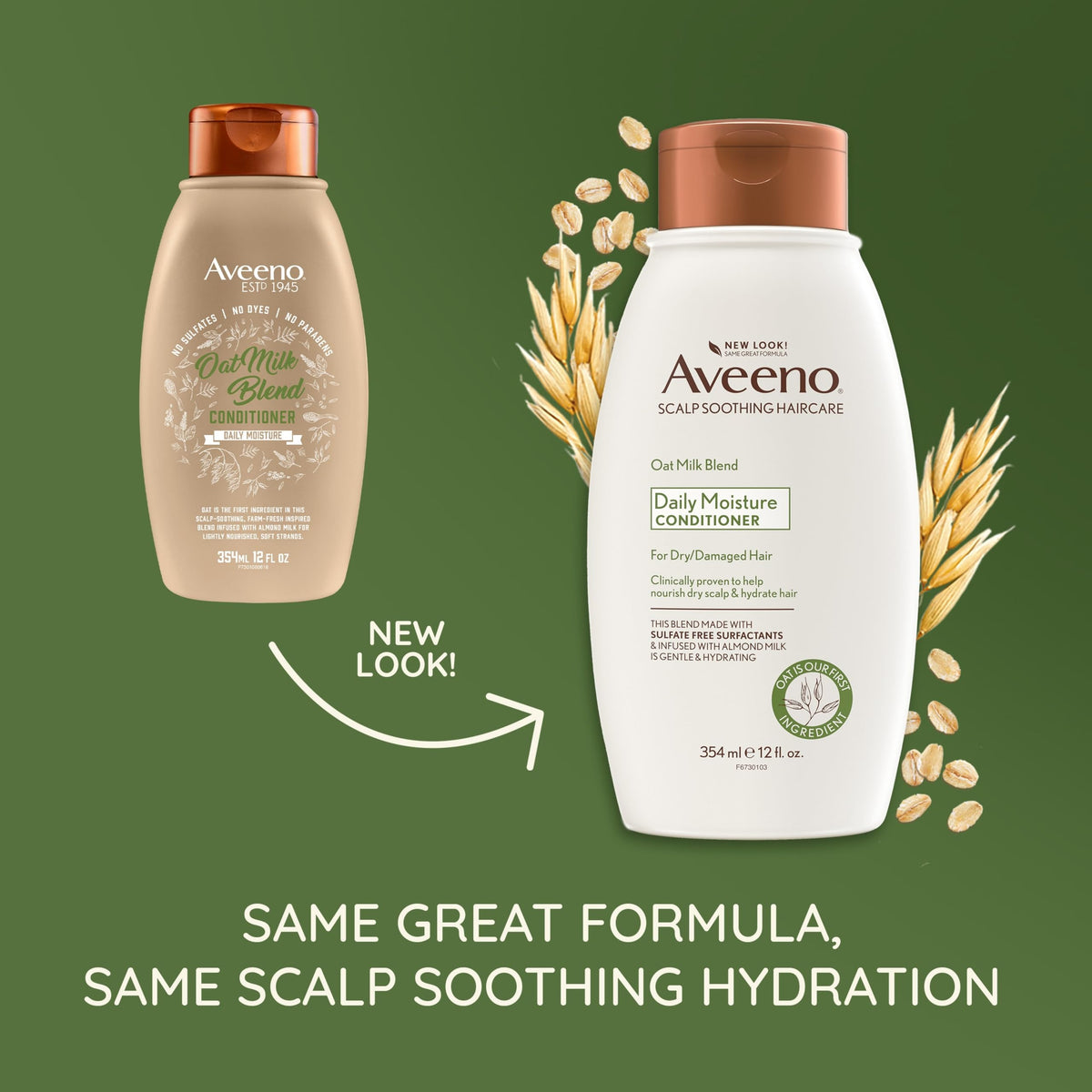 Aveeno close-up pump dispensing conditioner for easy application
