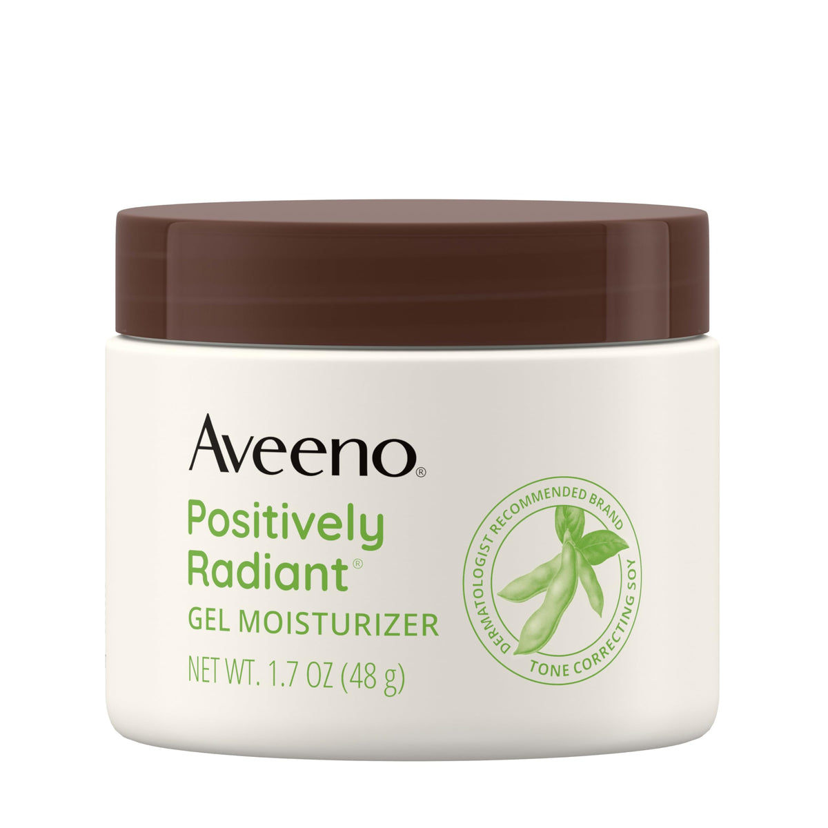 Aveeno positively radiant jar front showing label and clean packaging benefit