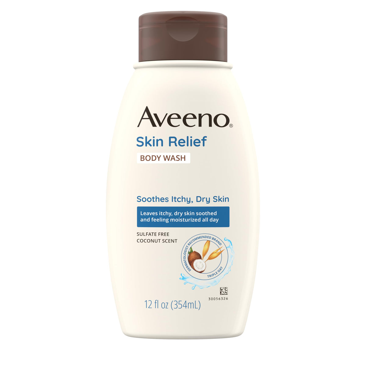 Aveeno pouring from bottle with scale comparison for 12 fl oz