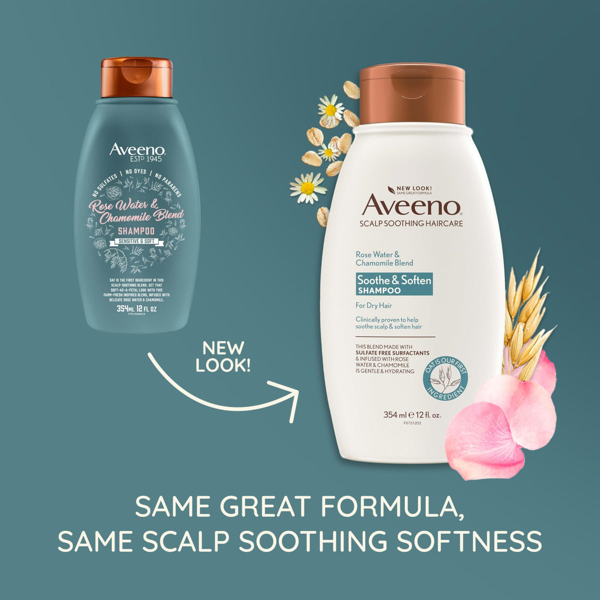 Aveeno label close-up highlighting product name and gentle ingredient focus