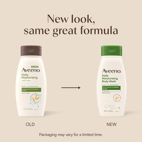 Aveeno pump dispensing body wash demonstrating easy use and control