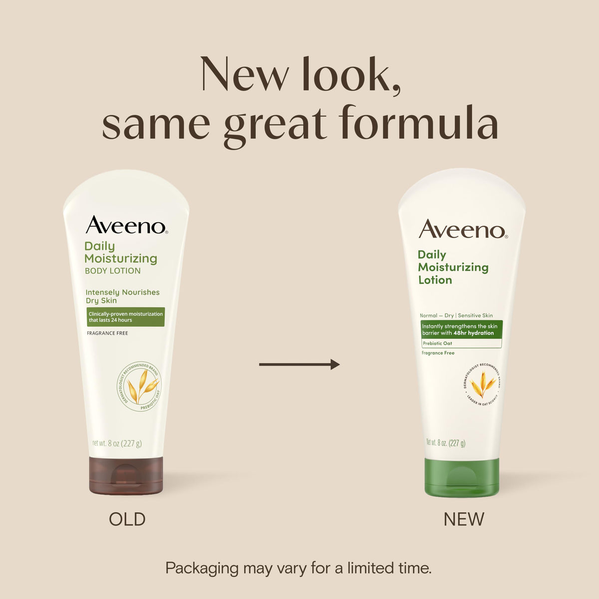 Aveeno lotion being dispensed to show creamy texture and fast-absorbing consistency
