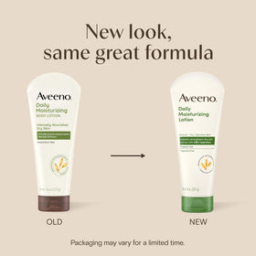 Aveeno lotion being dispensed to show creamy texture and fast-absorbing consistency
