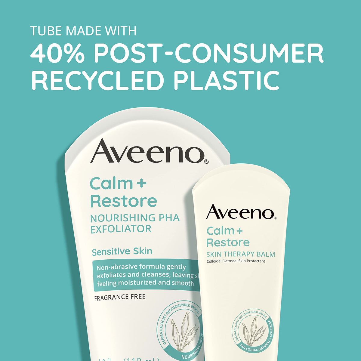 Aveeno dispensing product into hand demonstrating easy daily use and control
