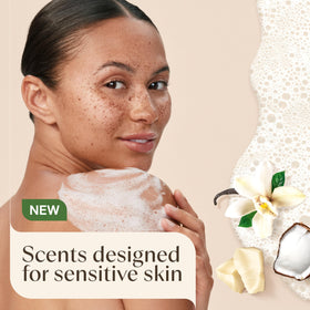Aveeno pump top detail highlighting easy dispensing and convenient use