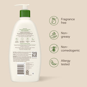 Aveeno recycled plastic badge close-up showing 30% post-consumer recycled material