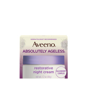 Aveeno jar front view showing restorative night cream benefits