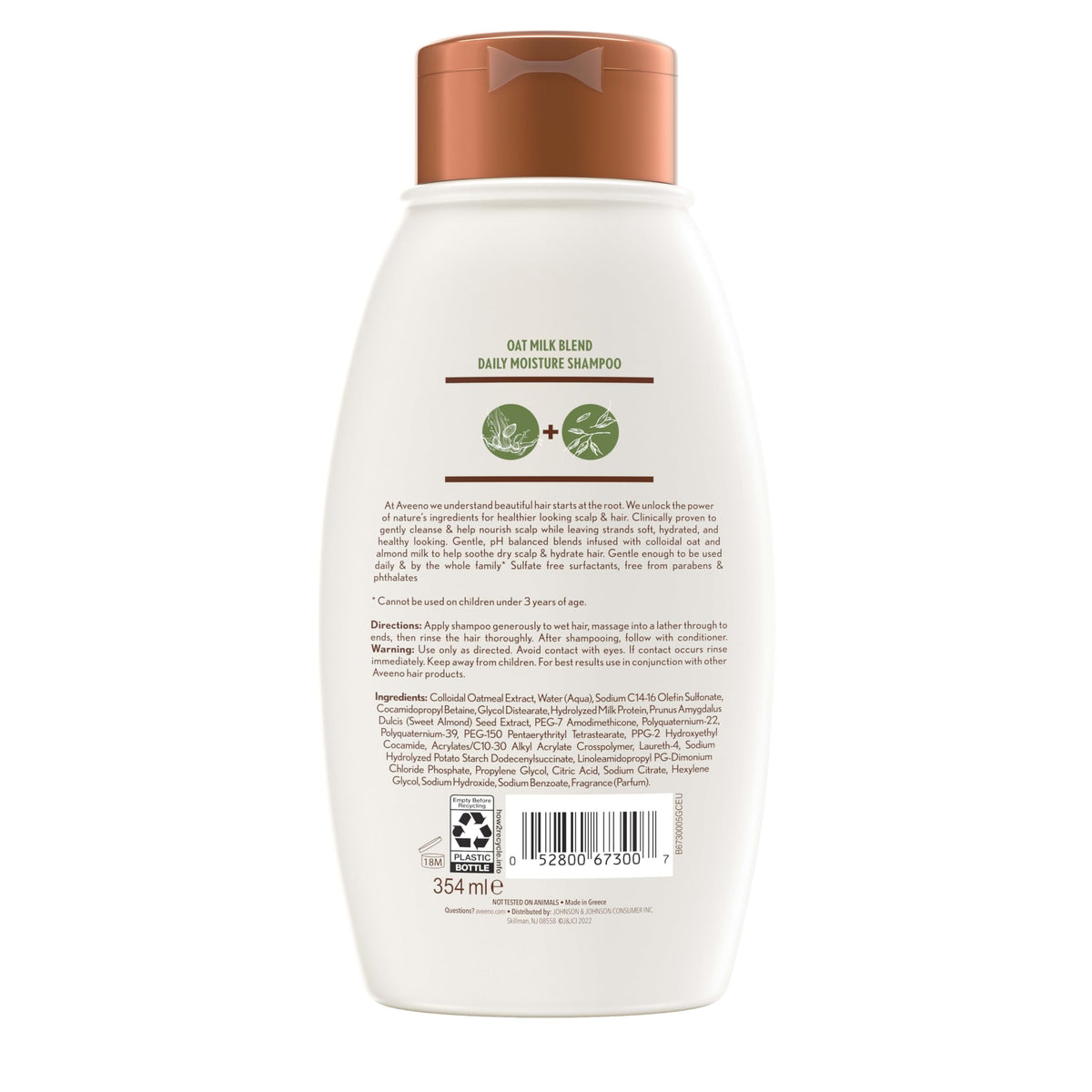 Aveeno shampoo applied to wet hair displaying hydration benefit