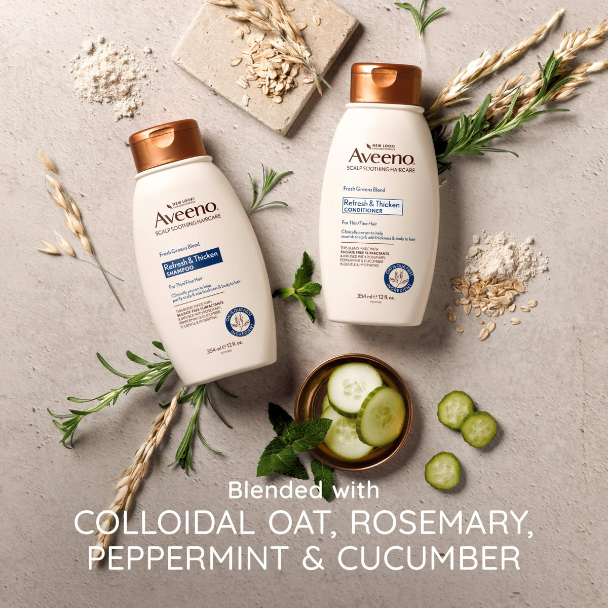 Aveeno shampoo in hand ready to apply to wet hair showing ease of use